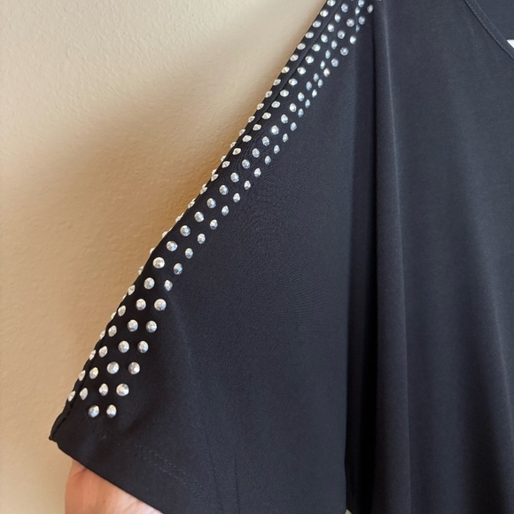 Nygard Collections Black Pullover with Rhinestones Accents and Side Ruching - Picture 5 of 10